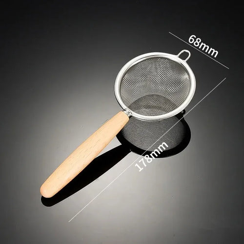 Edelstahl Sieb mit Holzgriff