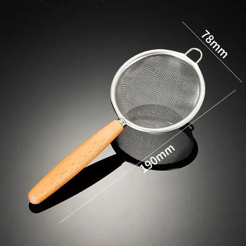 Edelstahl Sieb mit Holzgriff
