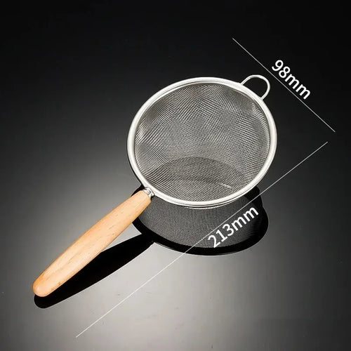 Edelstahl Sieb mit Holzgriff